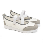 Criss-Cross Elastic Flats - White