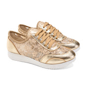 Chic Lace-Up Sneakers - Gold