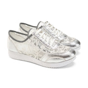 Chic Lace-Up Sneakers - Silver