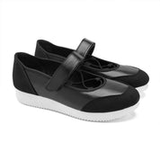 Metallic Mary Jane Flats - Black