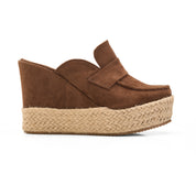Suede Espadrille Mules - Brown