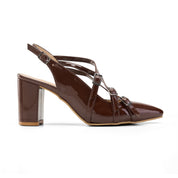 Multi-Strap Pointed Heels - Brown
