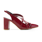 Multi-Strap Pointed Heels - Maroon