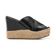 Metallic Espadrille Wedges - black