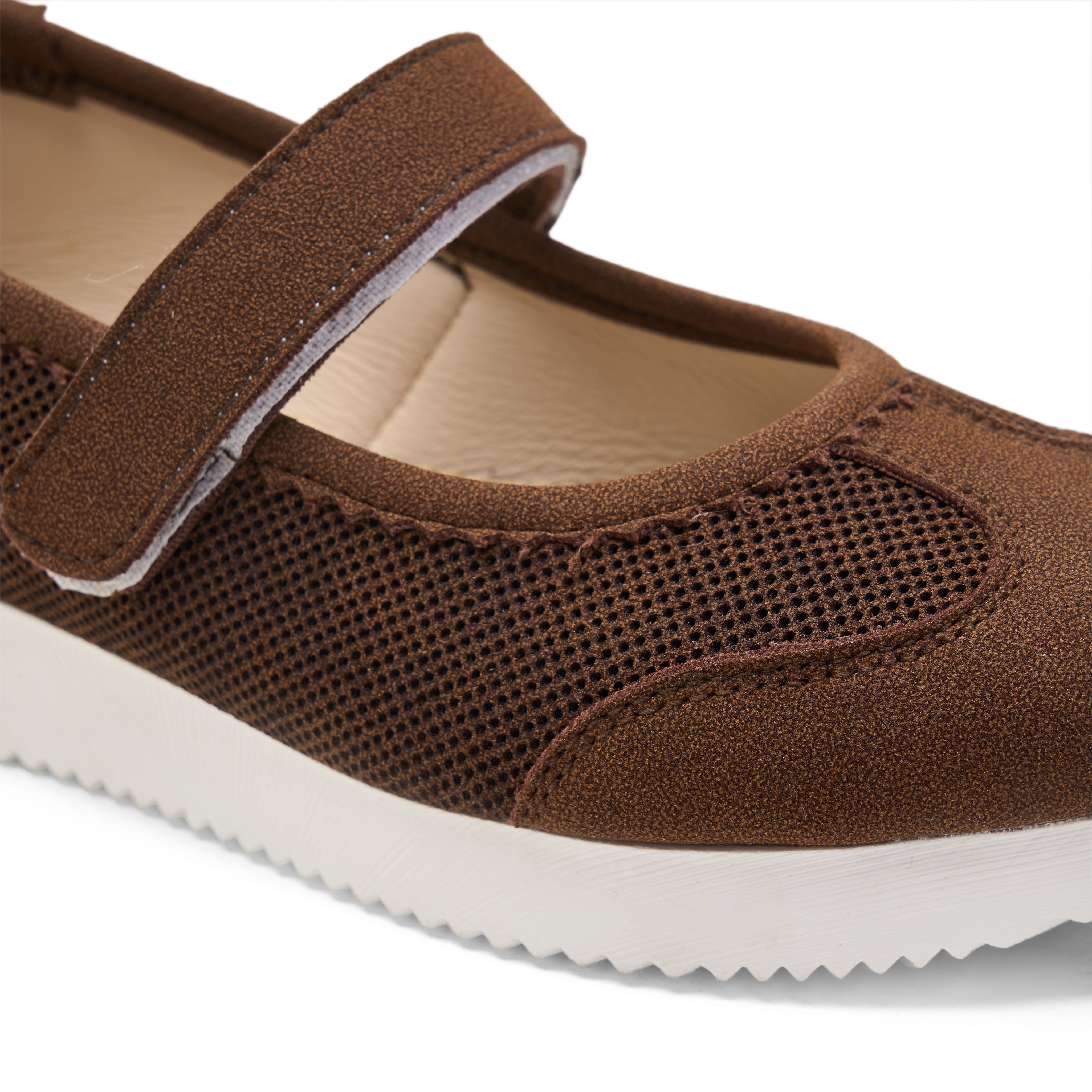 Breathable Strap Flats - Brown