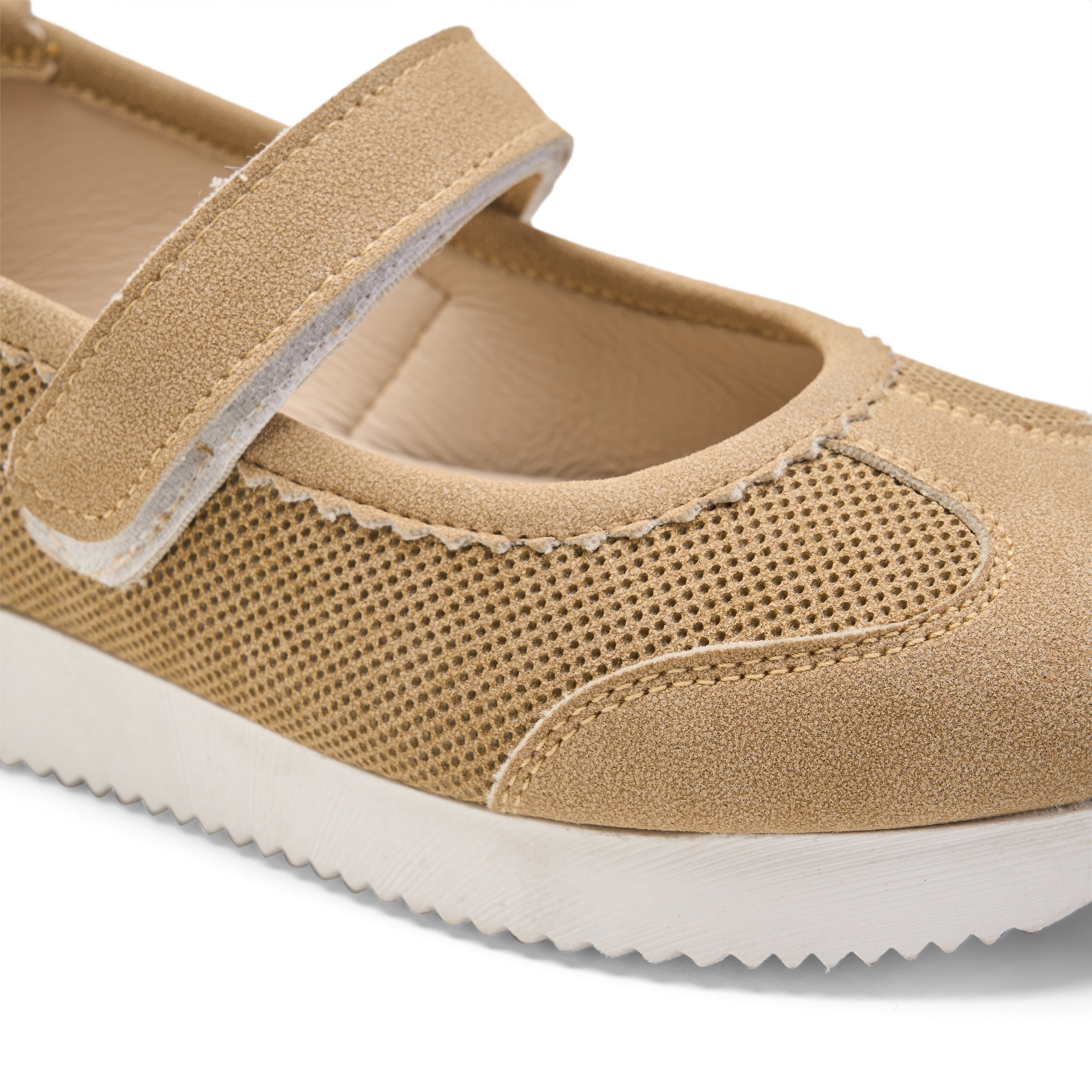 Breathable Strap Flats - Beige