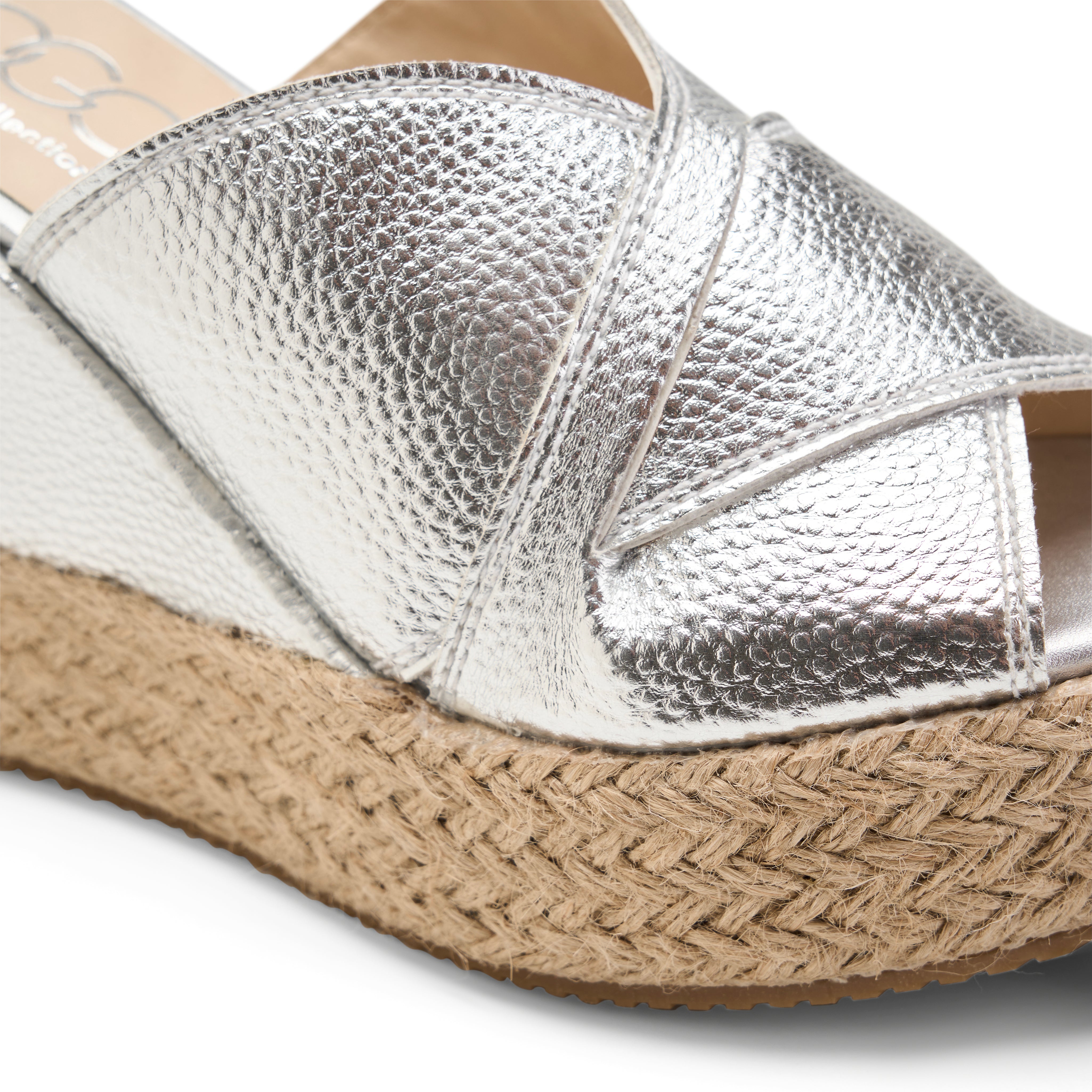 Metallic Espadrille Wedges - Silver