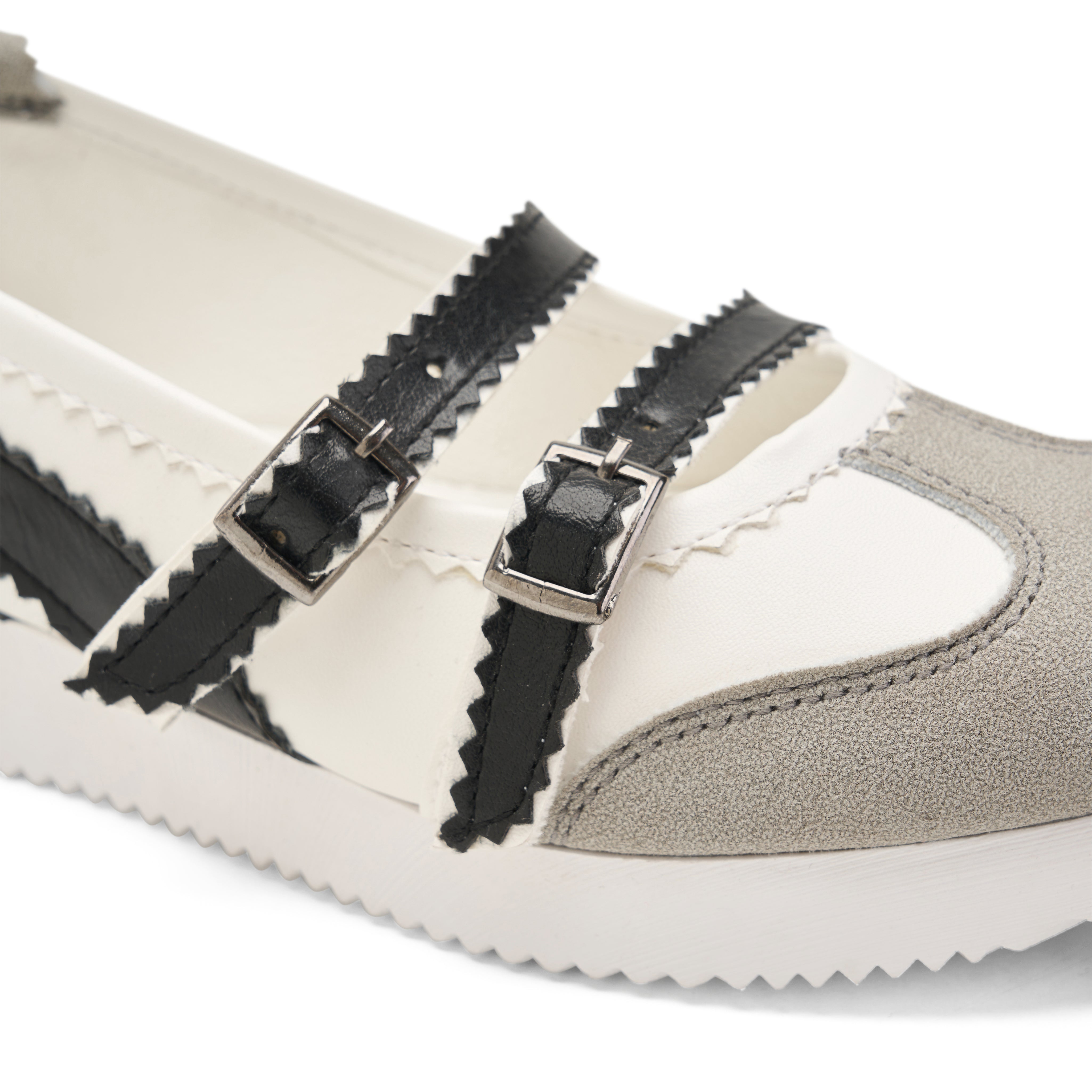 Multi-Strap Buckle Flats - White