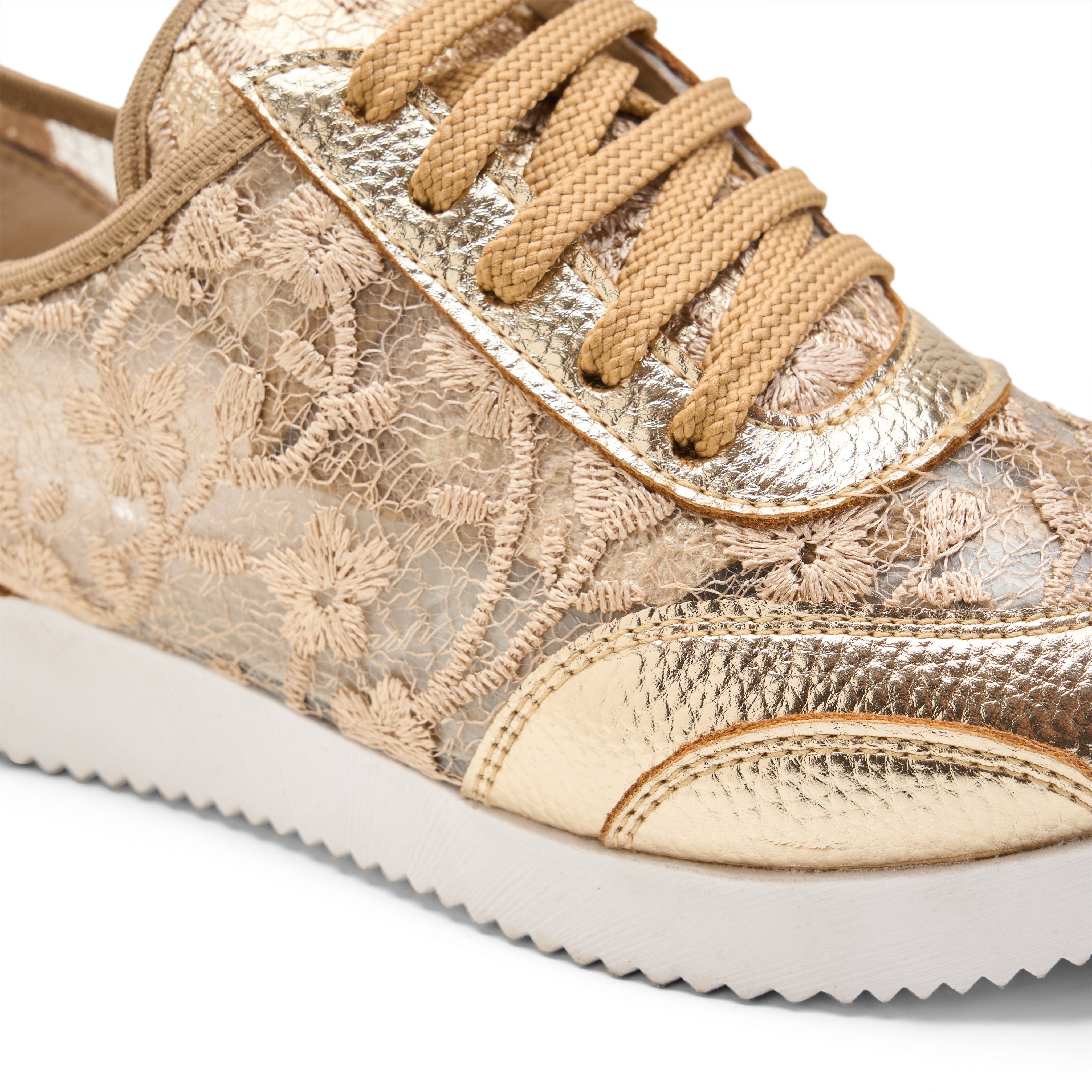 Chic Lace-Up Sneakers - Gold