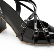 Multi-Strap Pointed Heels - Black