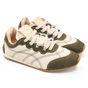 Contoured Suede Sneakers - Dark Green