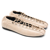 Ghillie Laced Flat Pumps - Beige