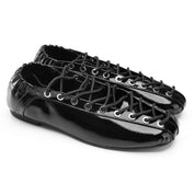 Ghillie Laced Flat Pumps - Black