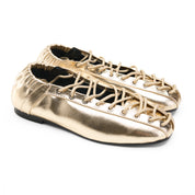 Ghillie Laced Flat Pumps - Gold