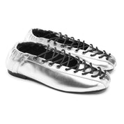 Ghillie Laced Flat Pumps - Silver