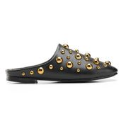 Spherical Hardware Flat Mules - Black