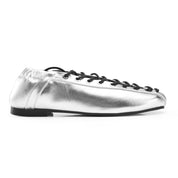 Ghillie Laced Flat Pumps - Silver