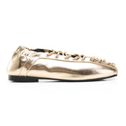 Ghillie Laced Flat Pumps - Gold