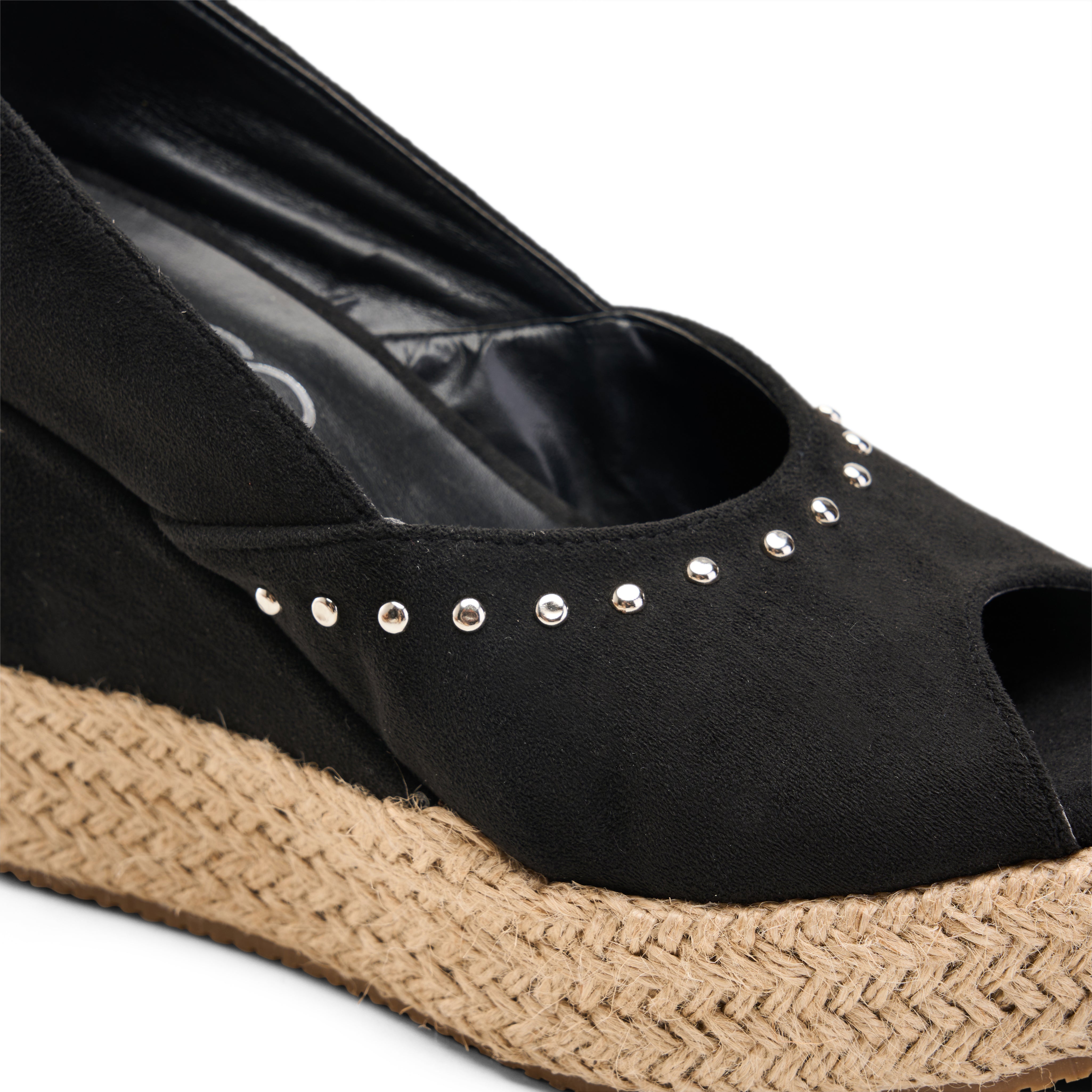 Suede Peep-Toe Platform Wedges - Black