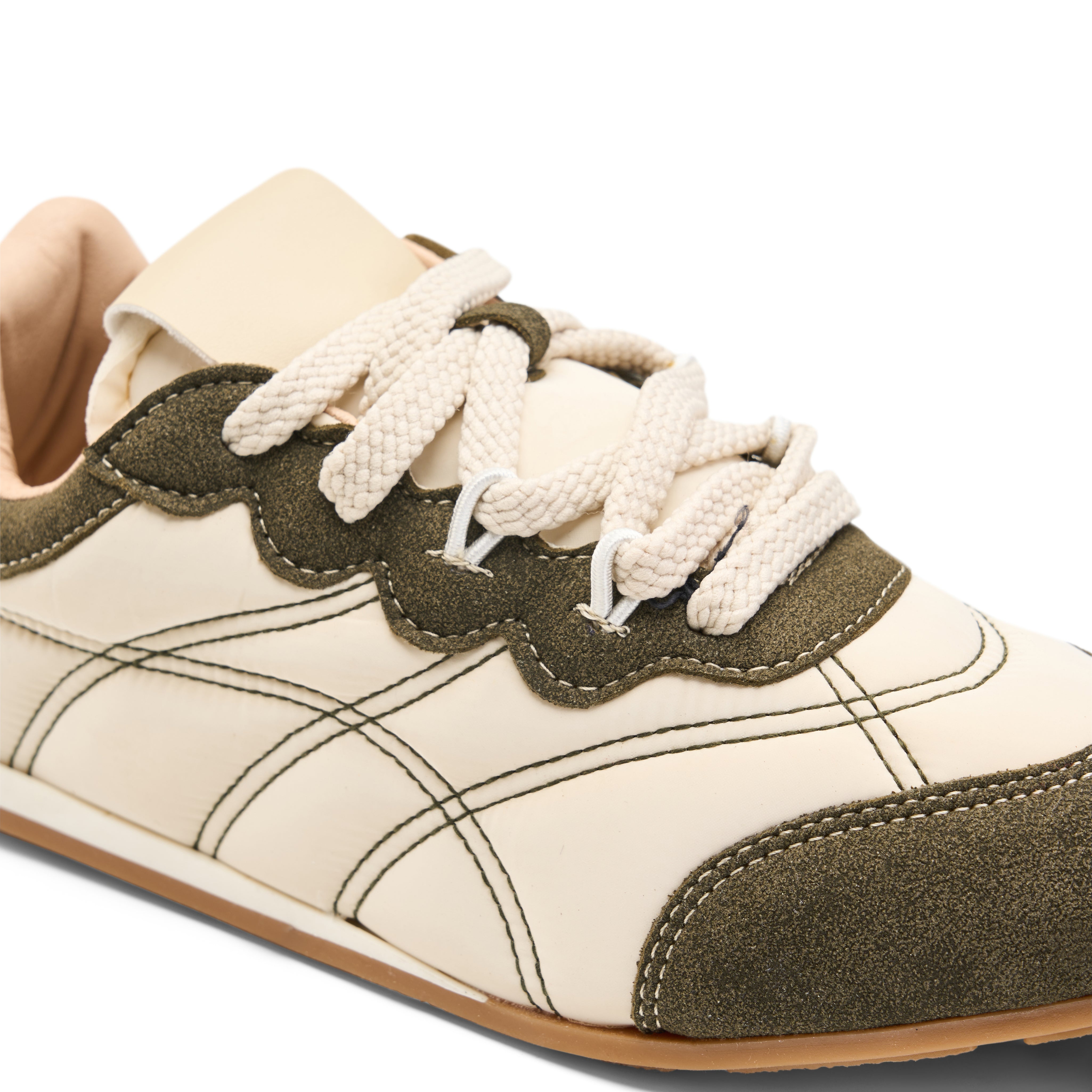 Contoured Suede Sneakers - Dark Green