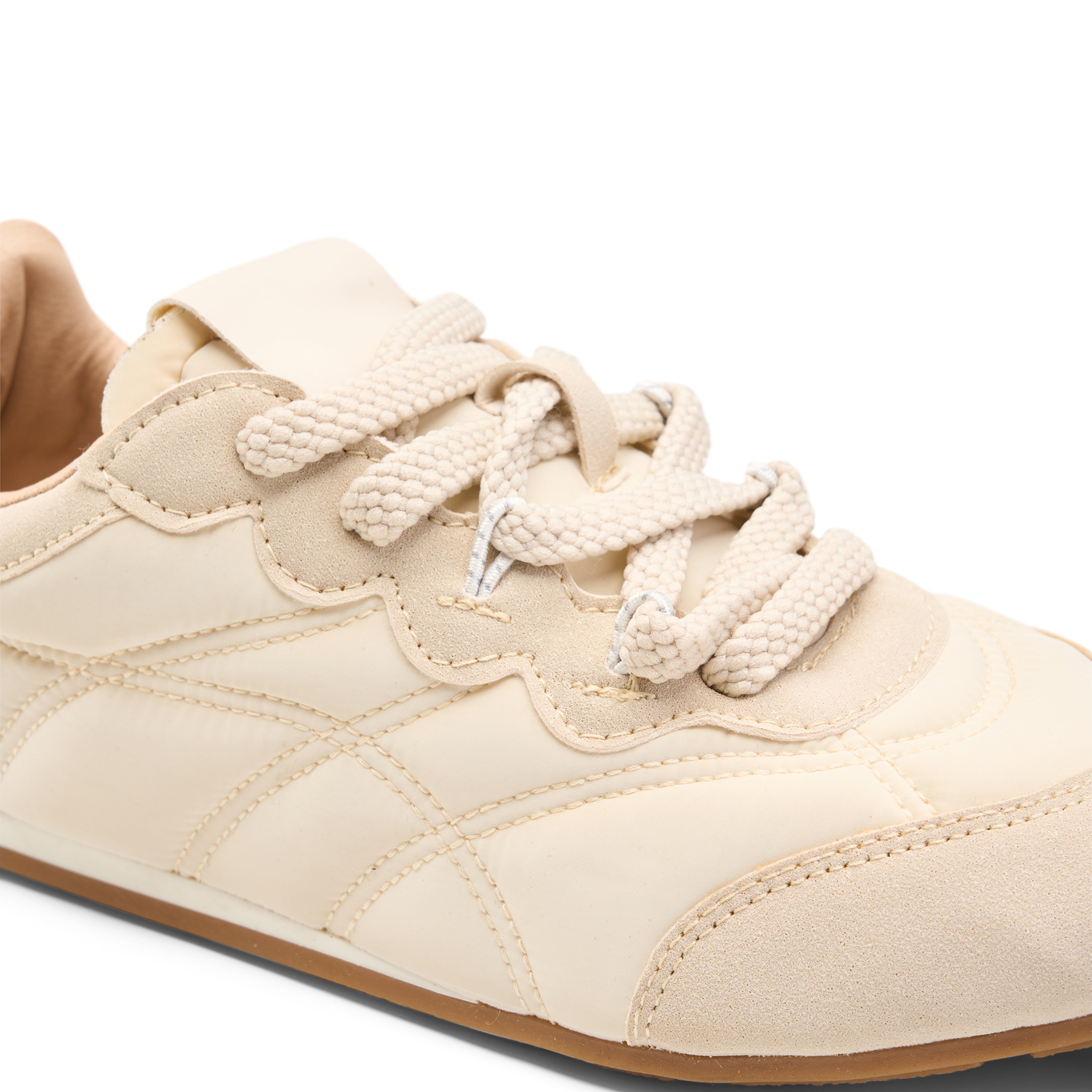 Contoured Suede Sneakers - Beige