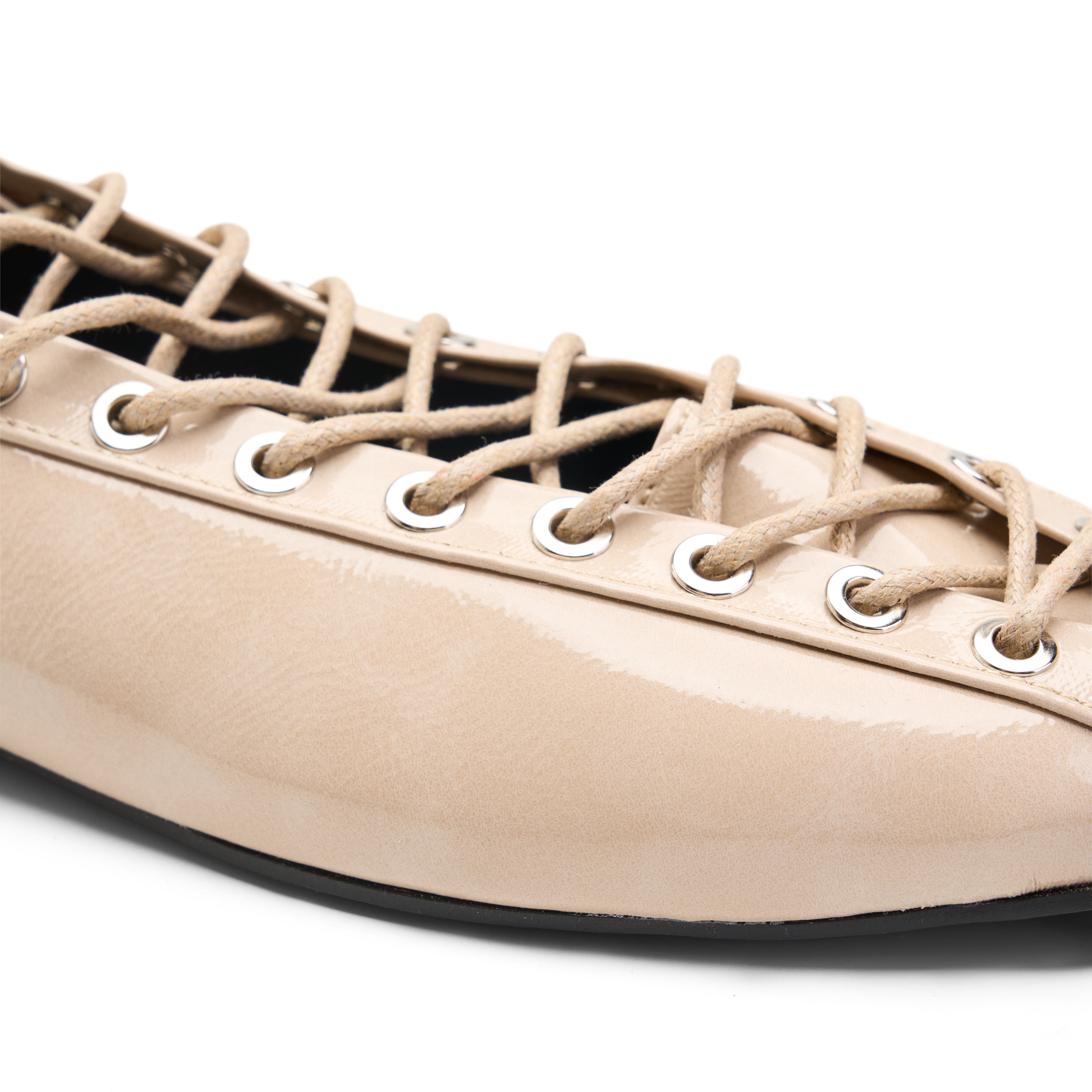 Ghillie Laced Flat Pumps - Beige
