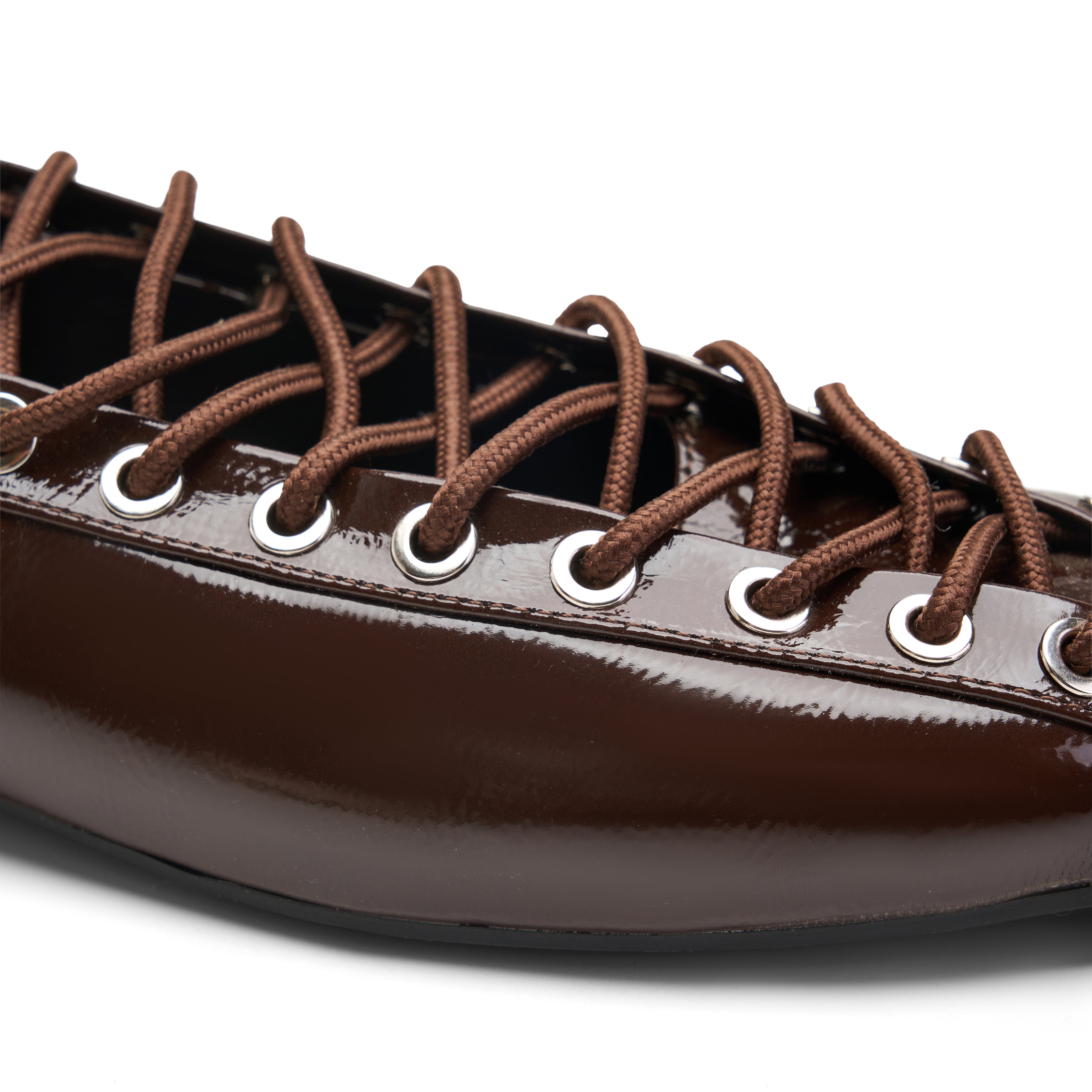 Ghillie Laced Flat Pumps - Brown