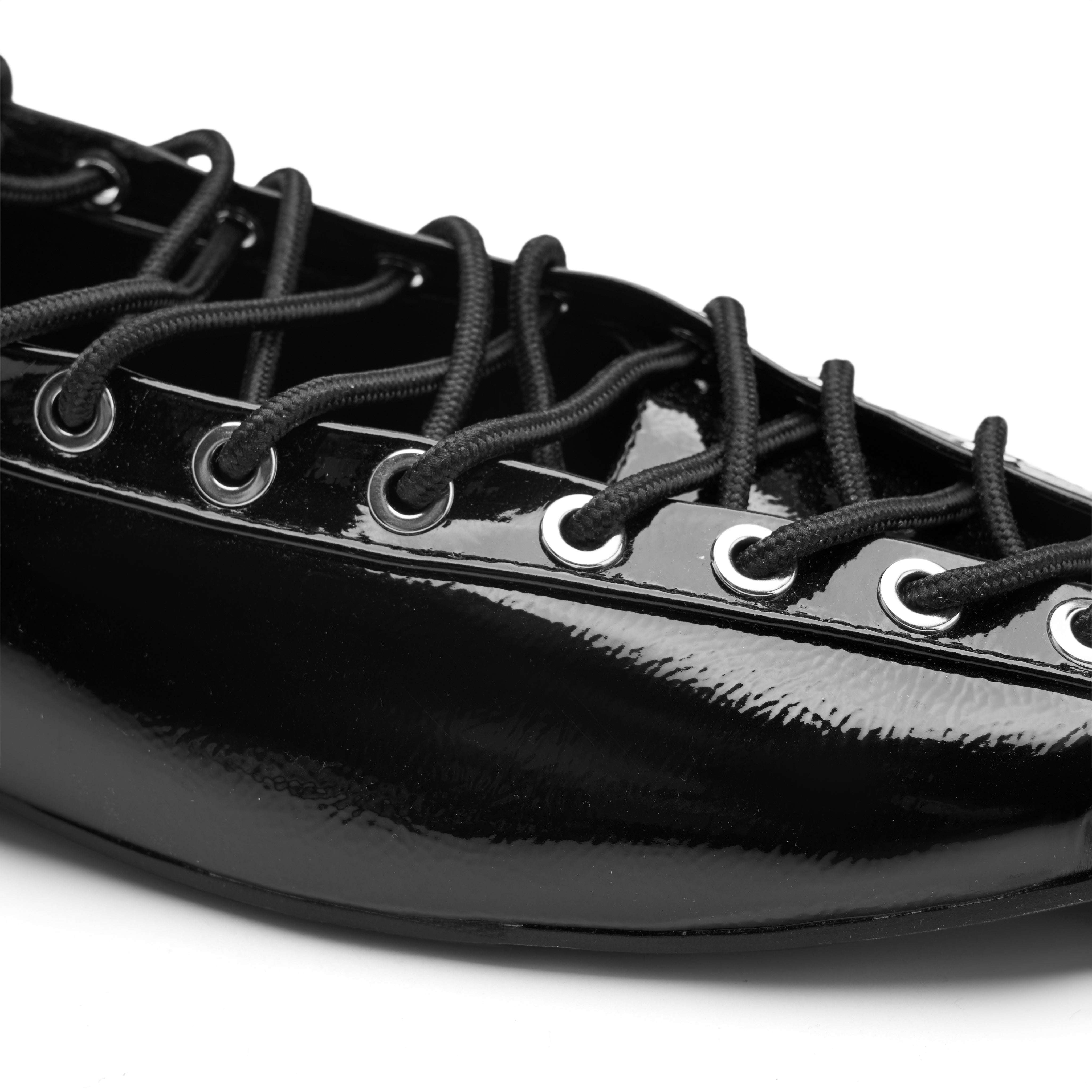 Ghillie Laced Flat Pumps - Black
