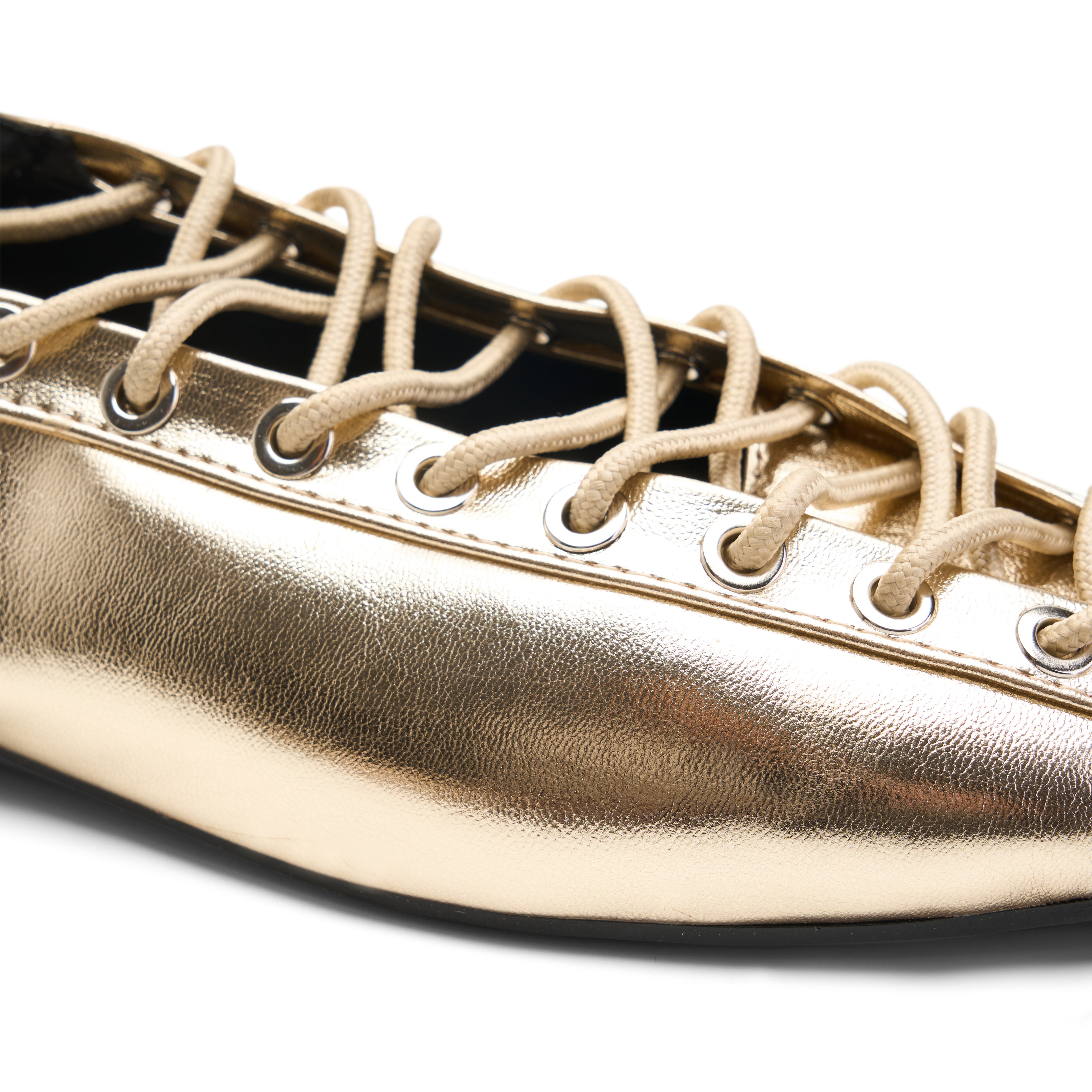 Ghillie Laced Flat Pumps - Gold
