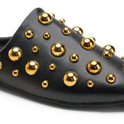 Spherical Hardware Flat Mules - Black