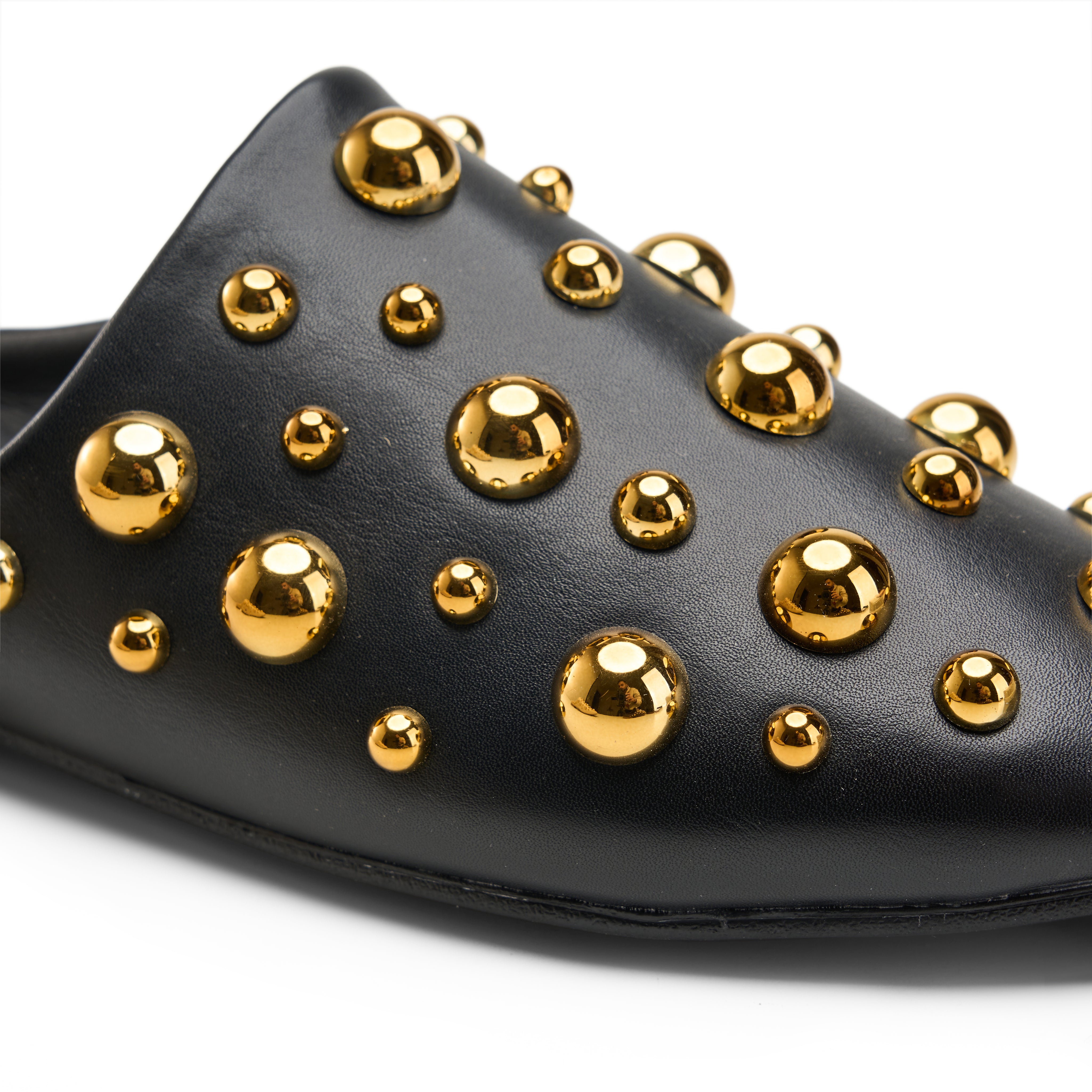 Spherical Hardware Flat Mules - Black
