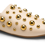 Spherical Hardware Flat Mules - Beige