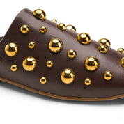 Spherical Hardware Flat Mules - Brown