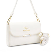 Chic Envelope Shoulder Bag with Extra Strap - White
