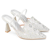 Royal Mesh Heels - Silver