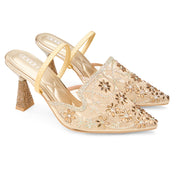 Royal Mesh Heels - Gold
