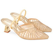 Luminous Lattice Heels - Gold
