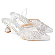 Luminous Lattice Heels - Silver