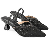 Starlight Mesh Heels - Black