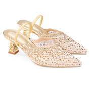 Starlight Mesh Heels - Gold