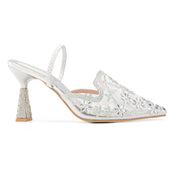 Royal Mesh Heels - Silver