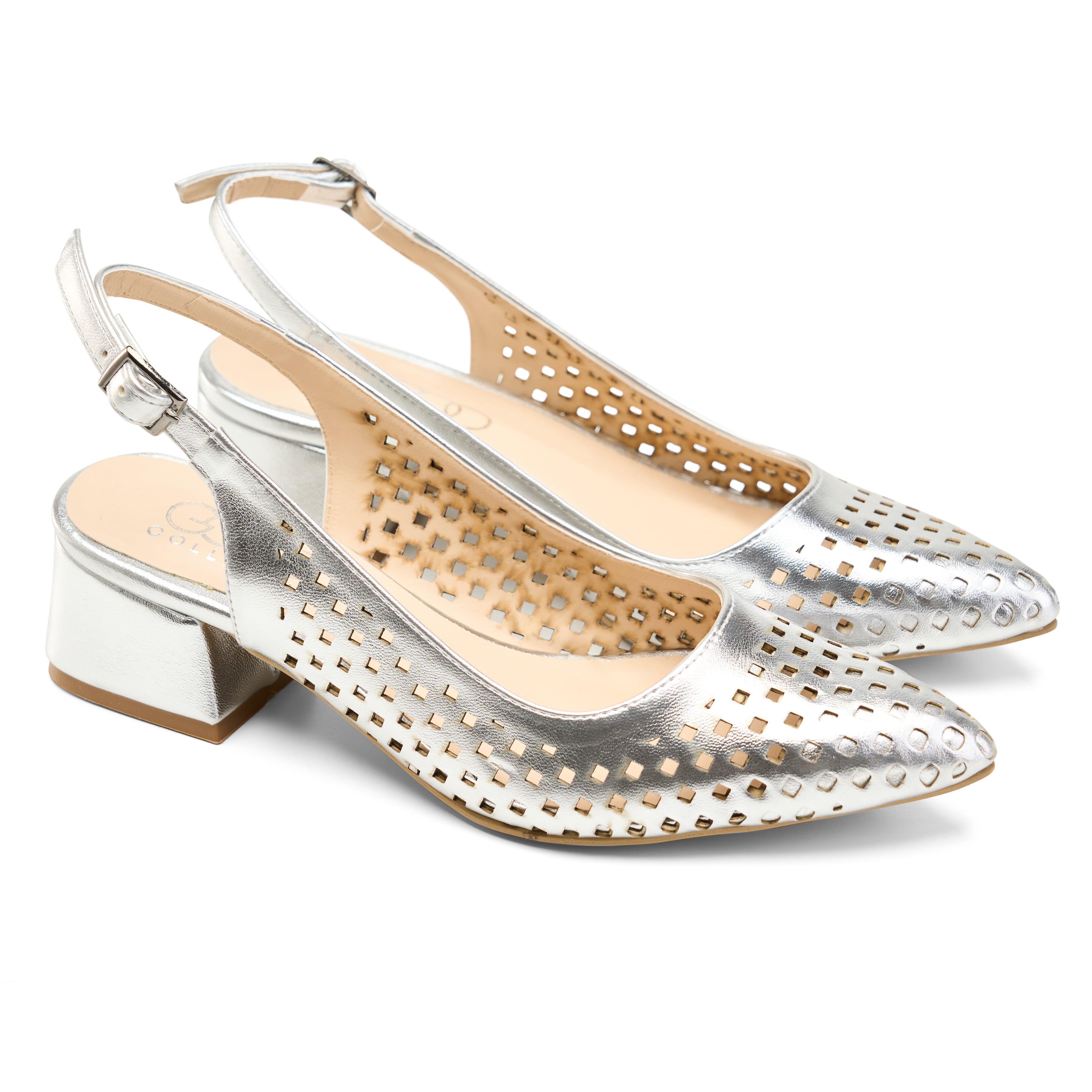 The Matrix Block Heel - Silver