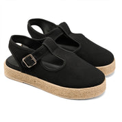 Modern Slingback Espadrilles - Black