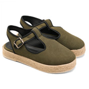 Modern Slingback Espadrilles - Dark Green