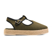 Modern Slingback Espadrilles - Dark Green
