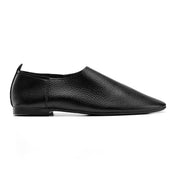 Textured Metallic Pointed-Toe Flats - Black