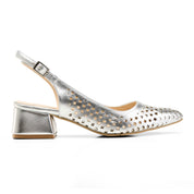 The Matrix Block Heel - Silver