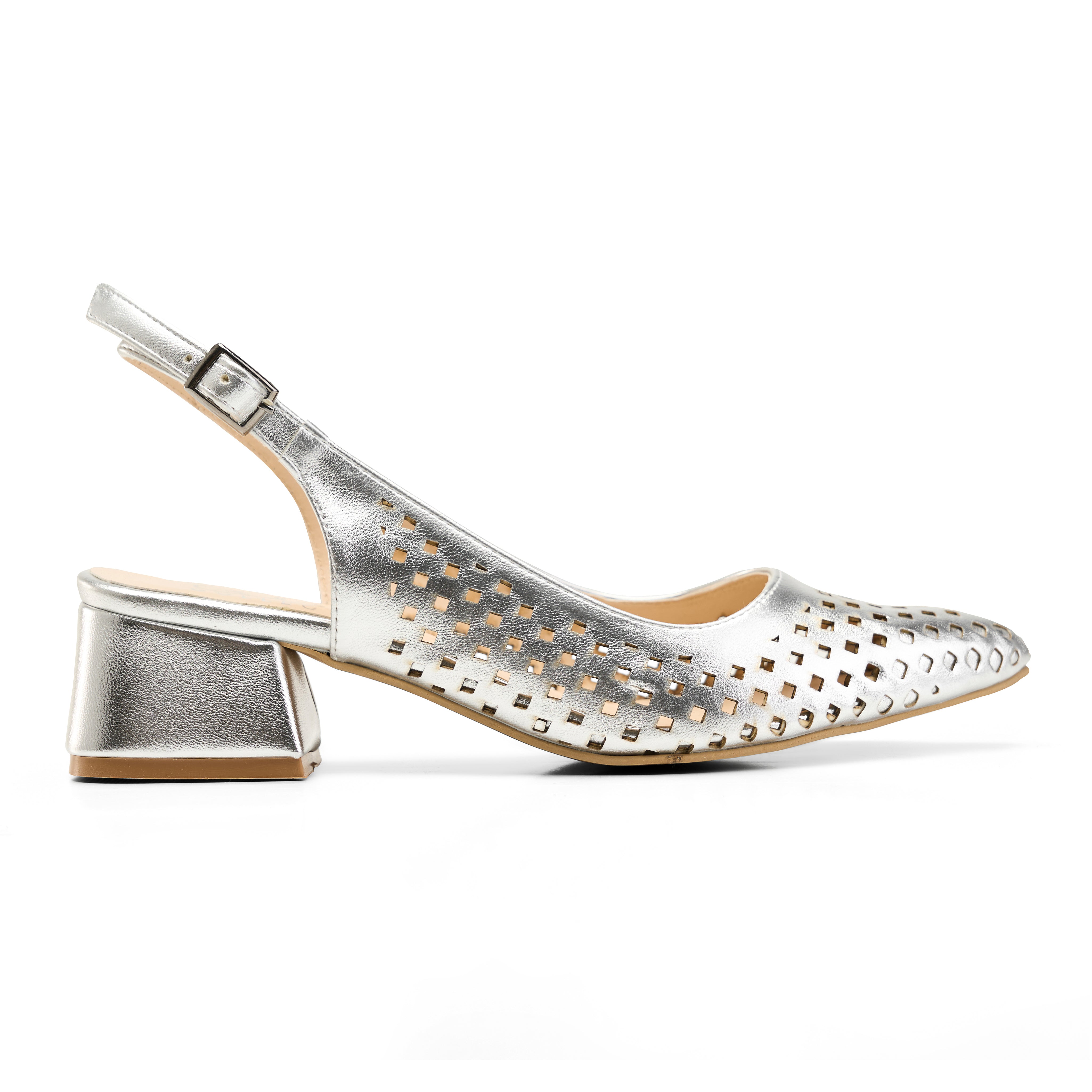 The Matrix Block Heel - Silver
