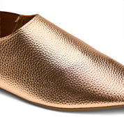 Textured Metallic Pointed-Toe Flats - Rose Gold