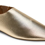 Textured Metallic Pointed-Toe Flats - Gold